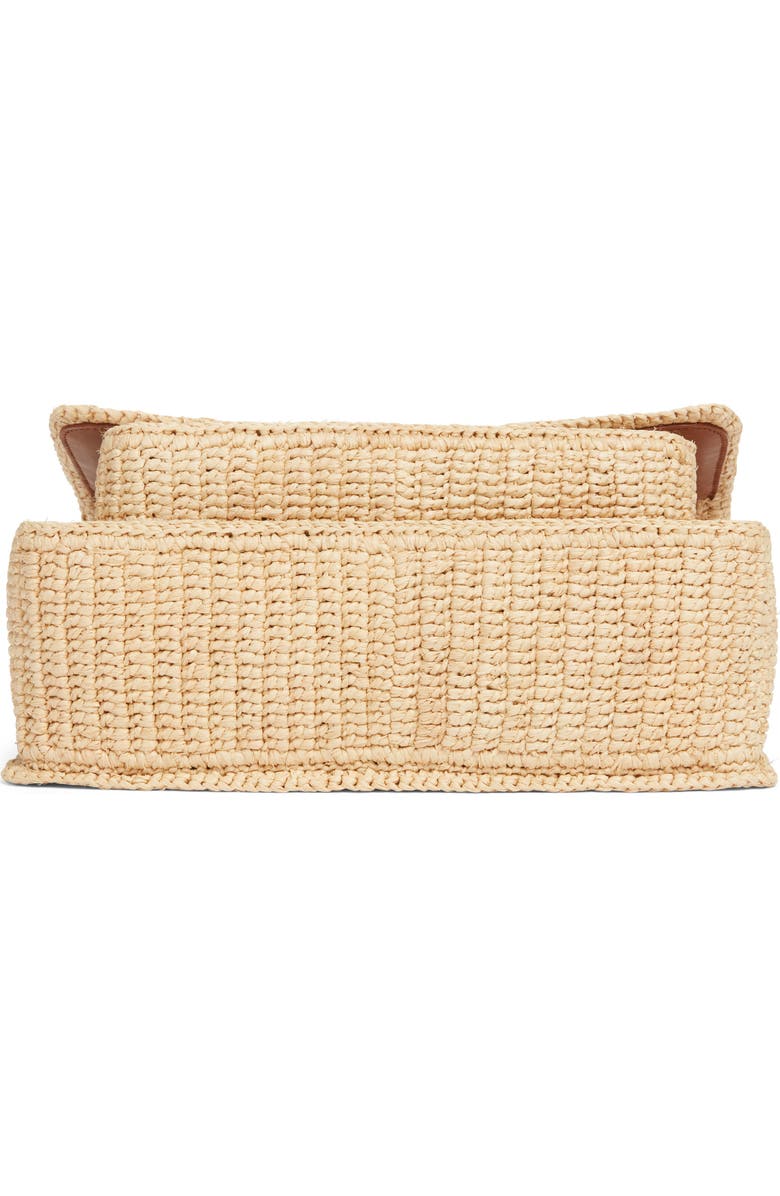 Saint Laurent Medium Niki Woven Raffia Shoulder Bag, Alternate, color, Natural/ Brick