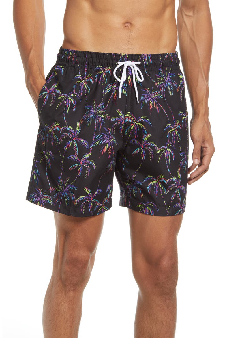 Sano Palm Tree Swim Trunks, Main, color, NEON PALM TREES