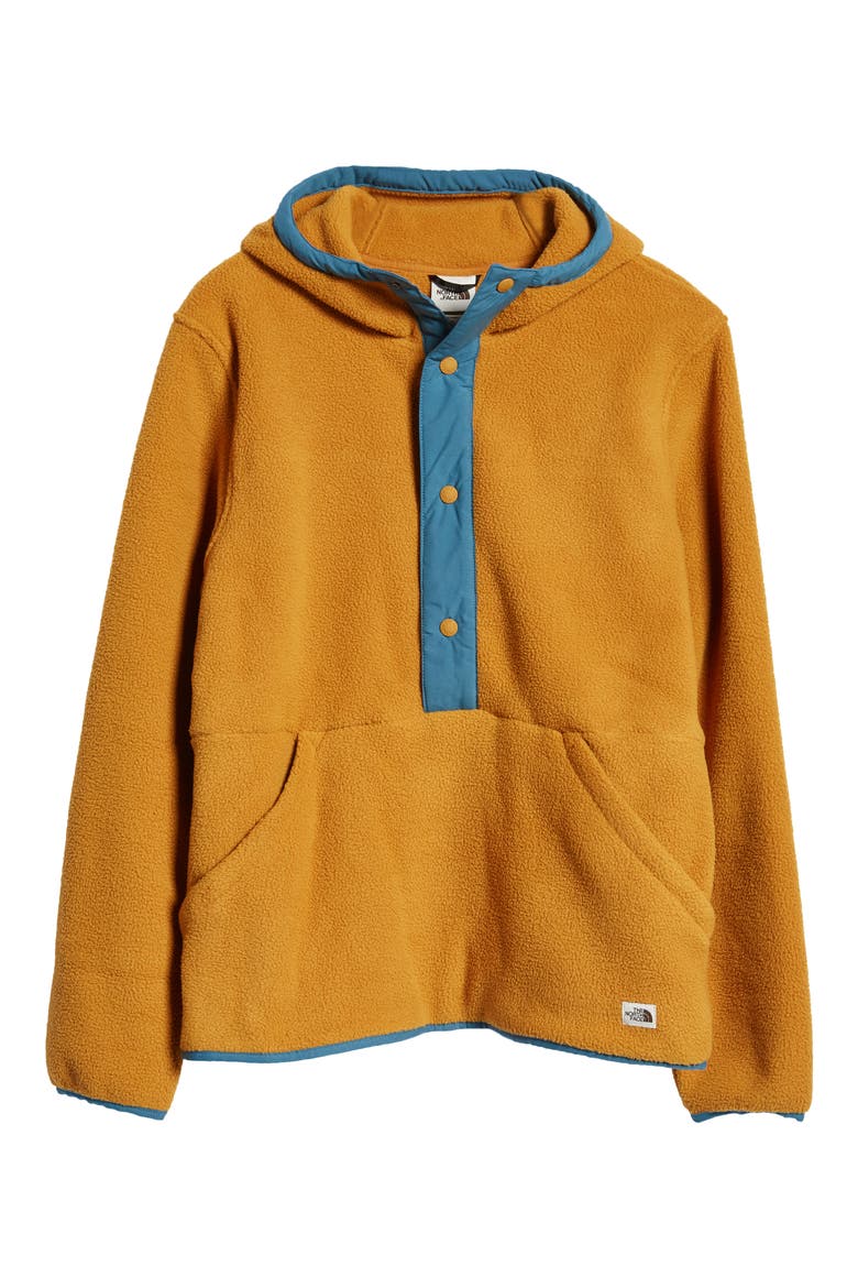 Carbondale Snap-Neck Hoodie, Alternate, color, TIMBER TAN/ MALLARD BLUE
