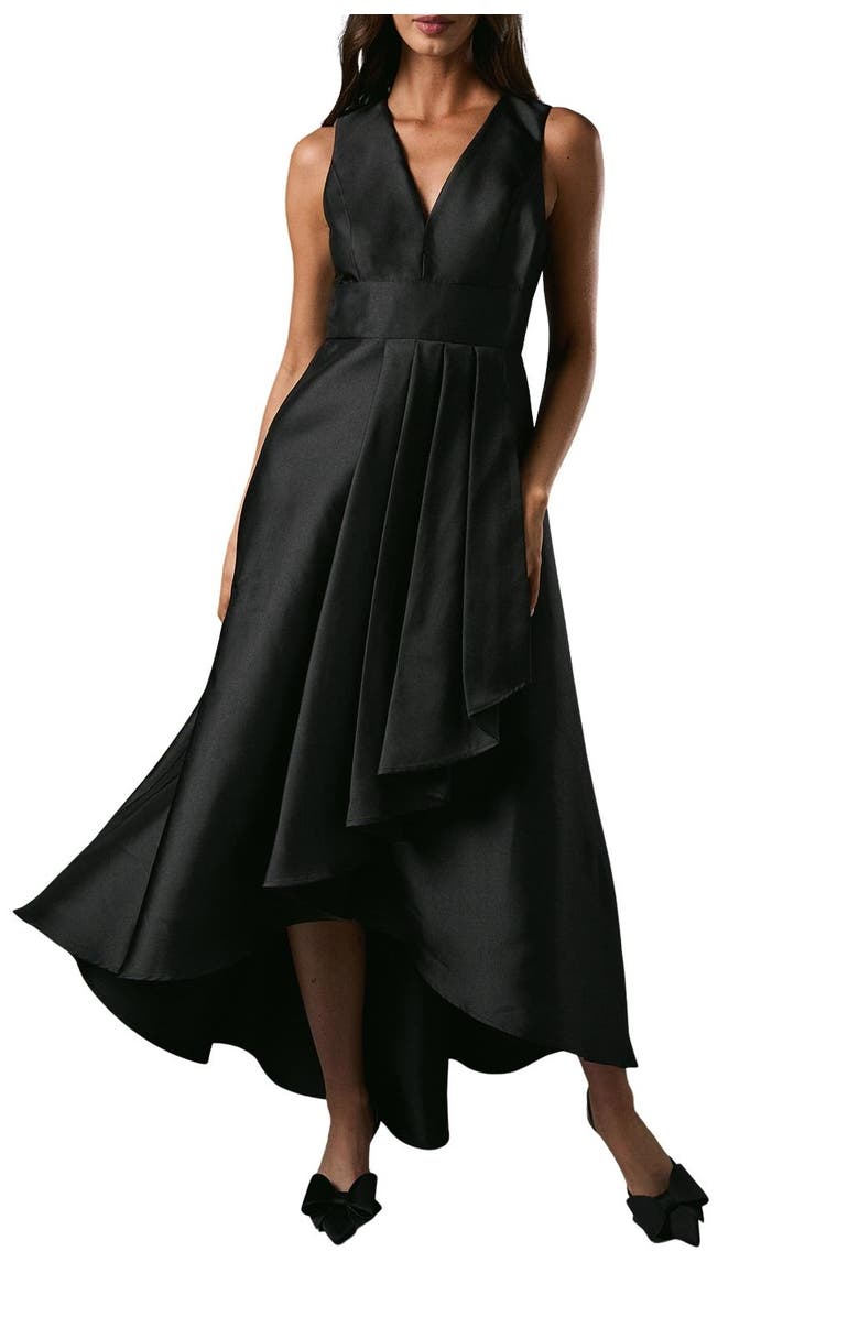 Coast Sleeveless Plunge Waterfall Maxi Dress, Alternate, color, Black