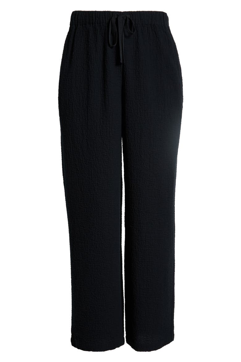 Crinkled Organic Cotton Drawstring Pants, Alternate, color, BLACK