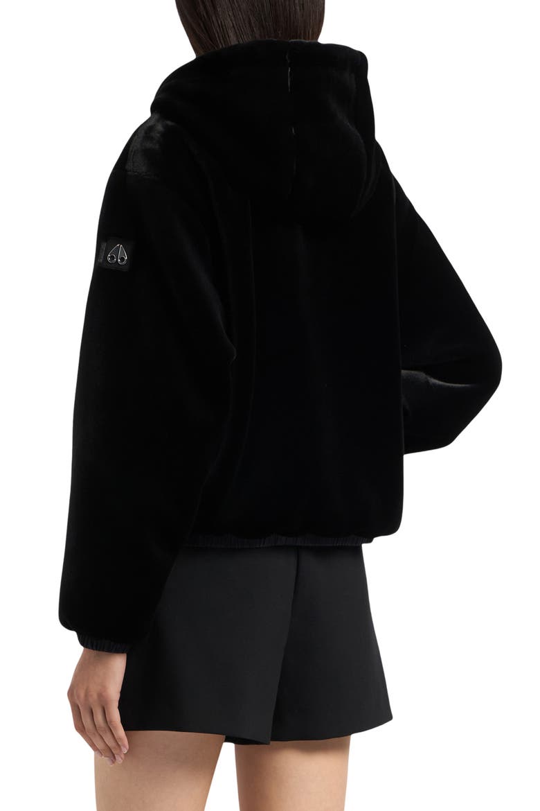 Eaton Bunny Reversible Faux Fur Hooded Jacket, Alternate, color, BLACK/BLACK - 313
