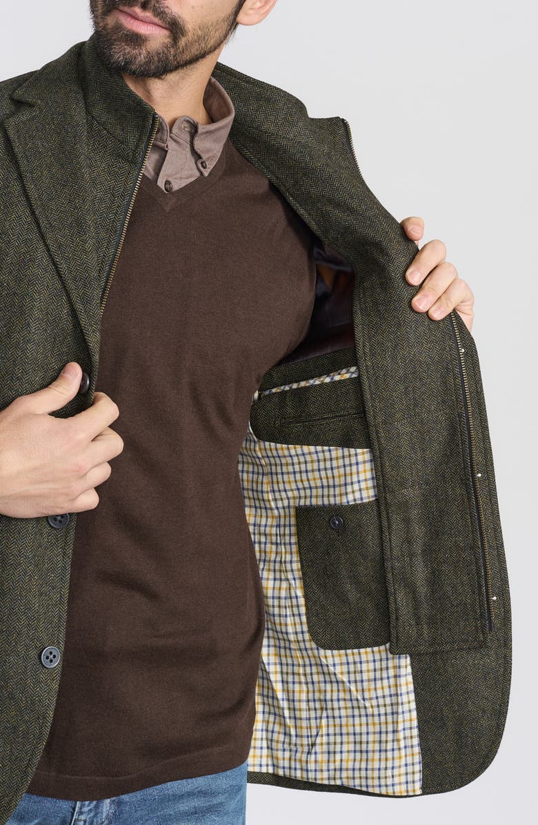 FLYNT Olive Herringbone Wool & Cashmere Hybrid Sport Coat with Removable Bib, Alternate, color, Olive