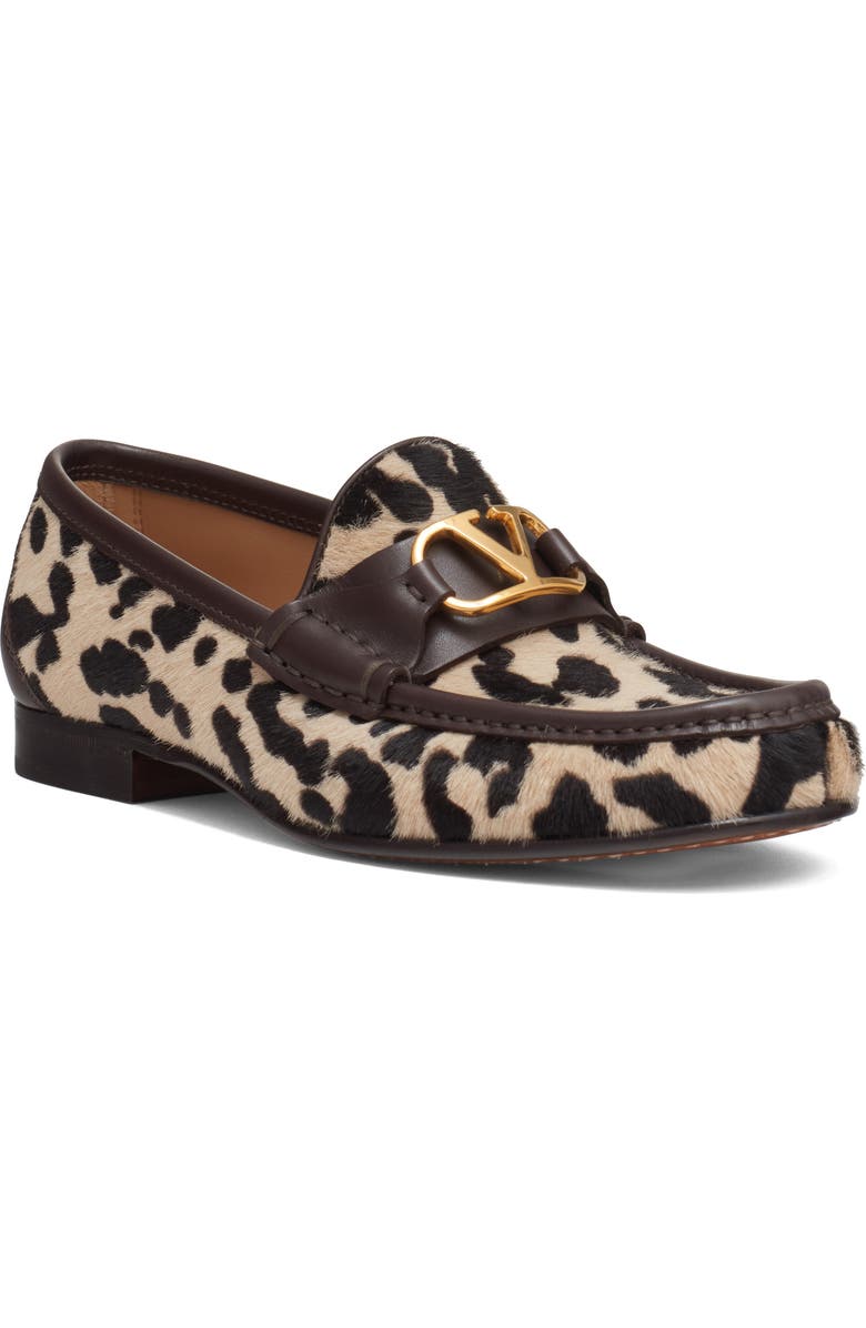 Valentino Garavani VLOGO Signature Genuine Calf Hair Loafer, Main, color, Natural/ Brown