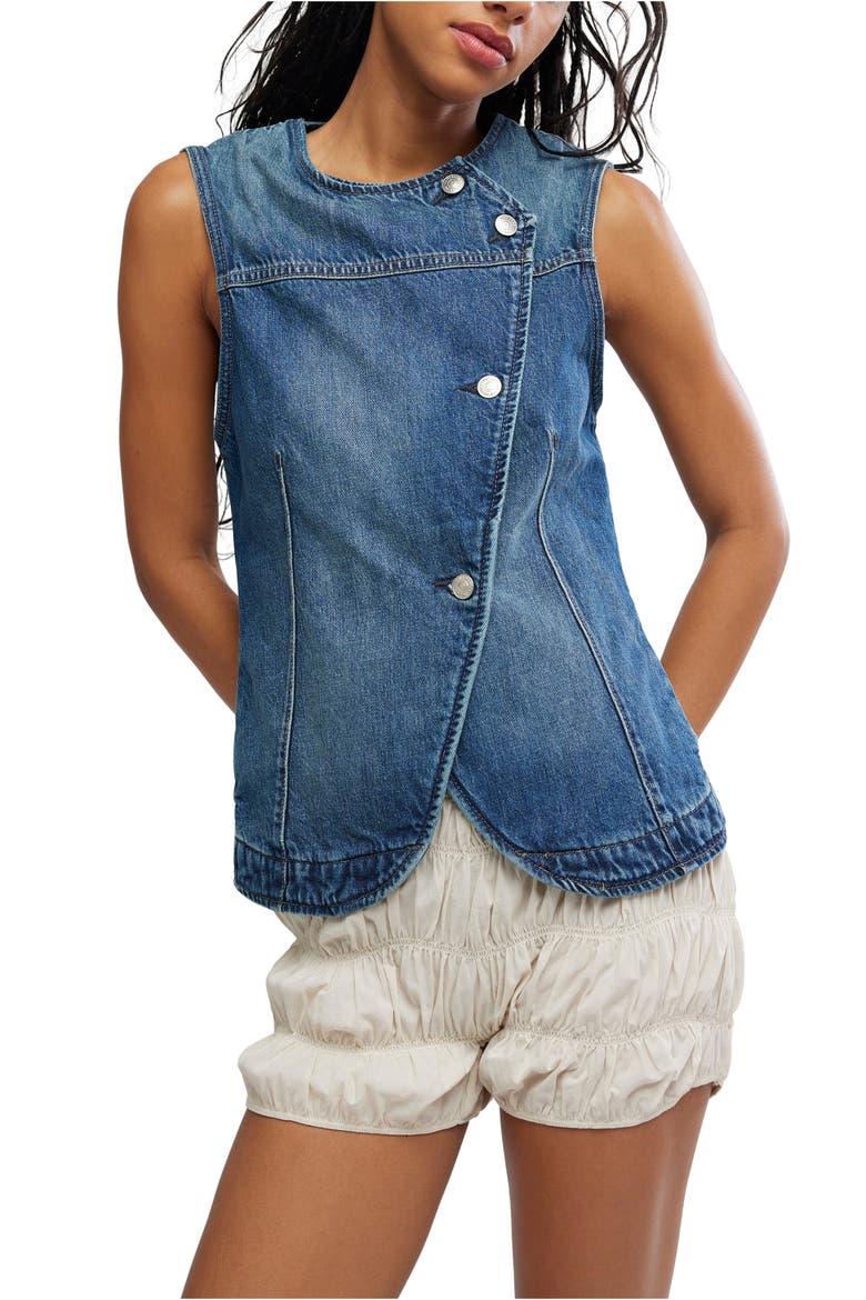 Maris Sleeveless Denim Top, Main, color, WALL FLOWER