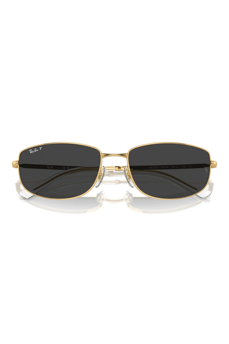 59mm Polarized Oval Sunglasses, Alternate, color, GOLD FLASH