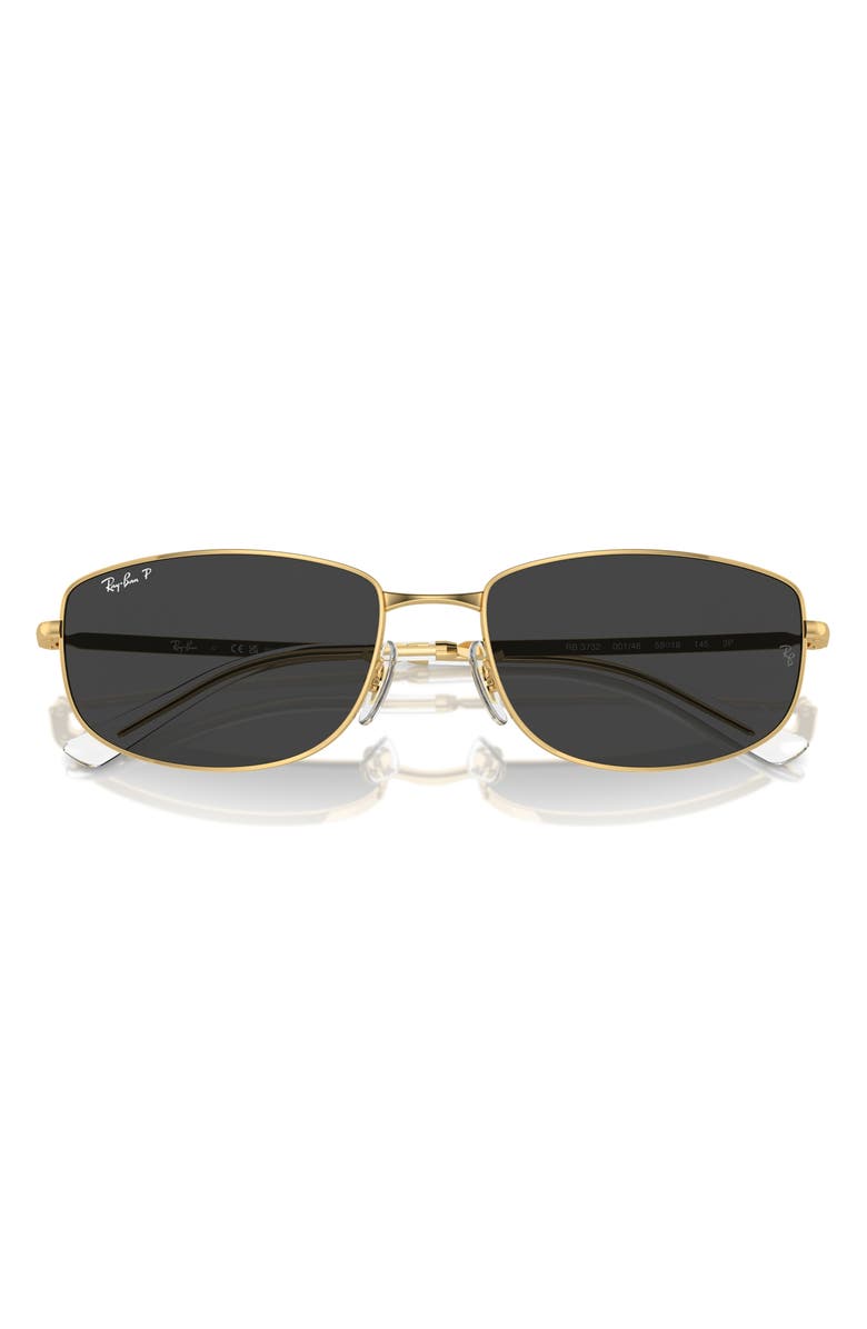 Ray-Ban 59mm Polarized Oval Sunglasses, Alternate, color, Gold Flash