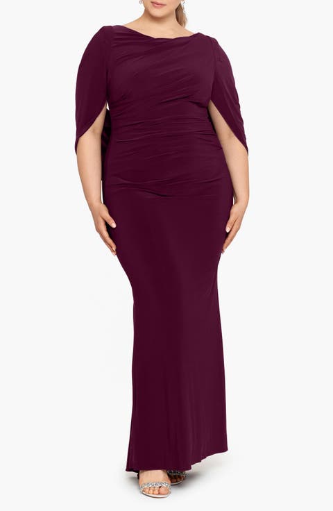 Drape Back Column Gown (Plus Size)