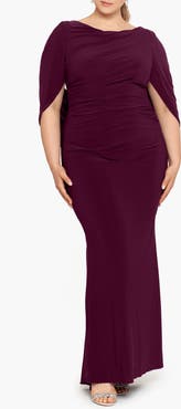 Betsy & Adam Drape Back Column Gown
