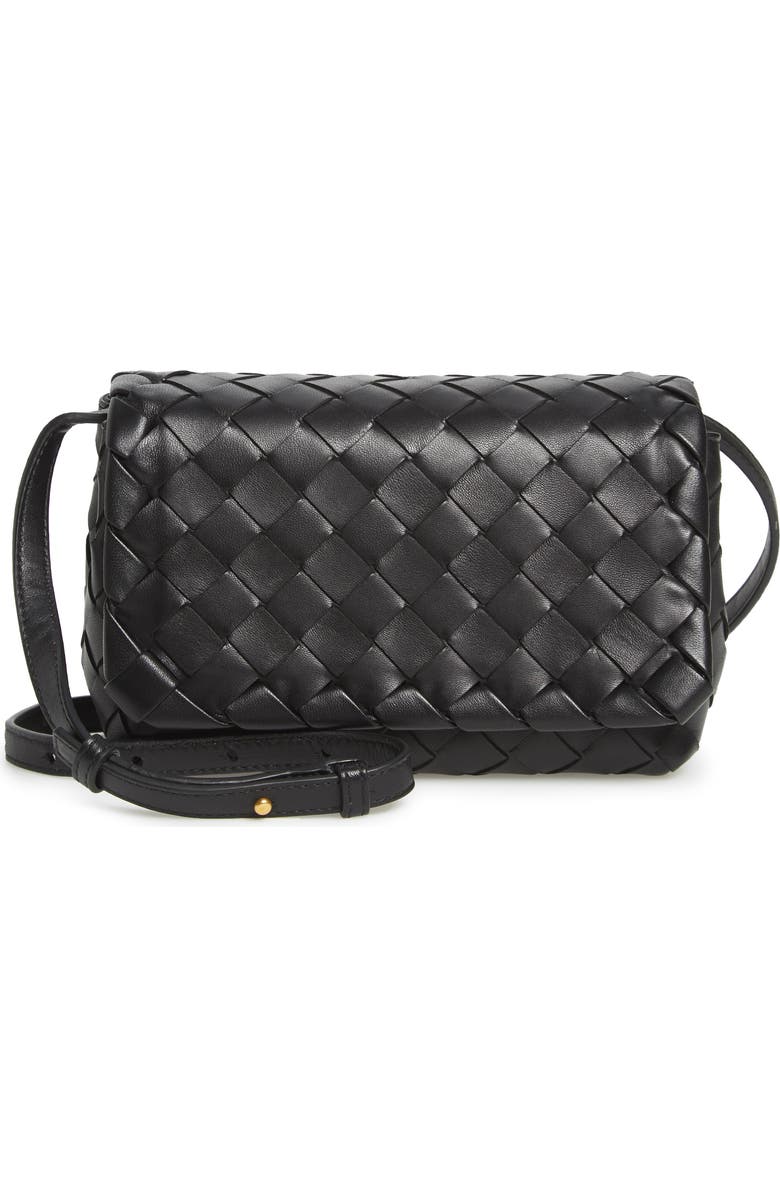 Bottega Veneta Mini Intrecciato Leather Crossbody Flap Bag, Main, color,