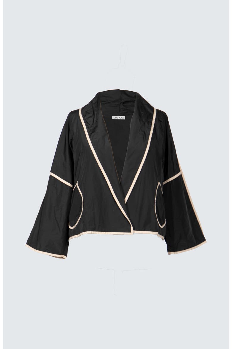 Astrid Short Memory Taffeta Jacket, Alternate, color, Black