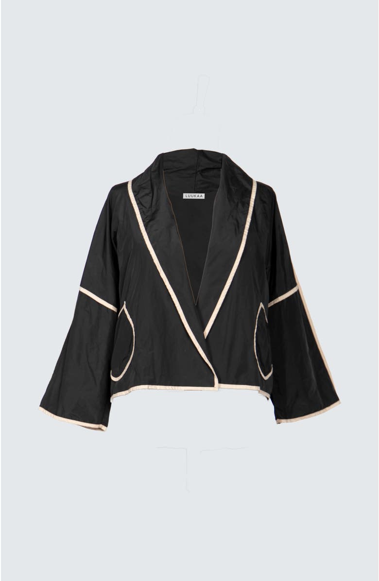 LUUKAA Astrid Short Memory Taffeta Jacket, Alternate, color, Black