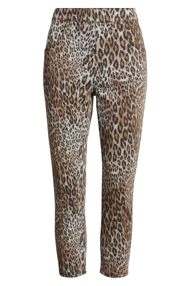 Ultrasoft Leopard Cotton Blend Capri Leggings, Alternate, color, BROWN