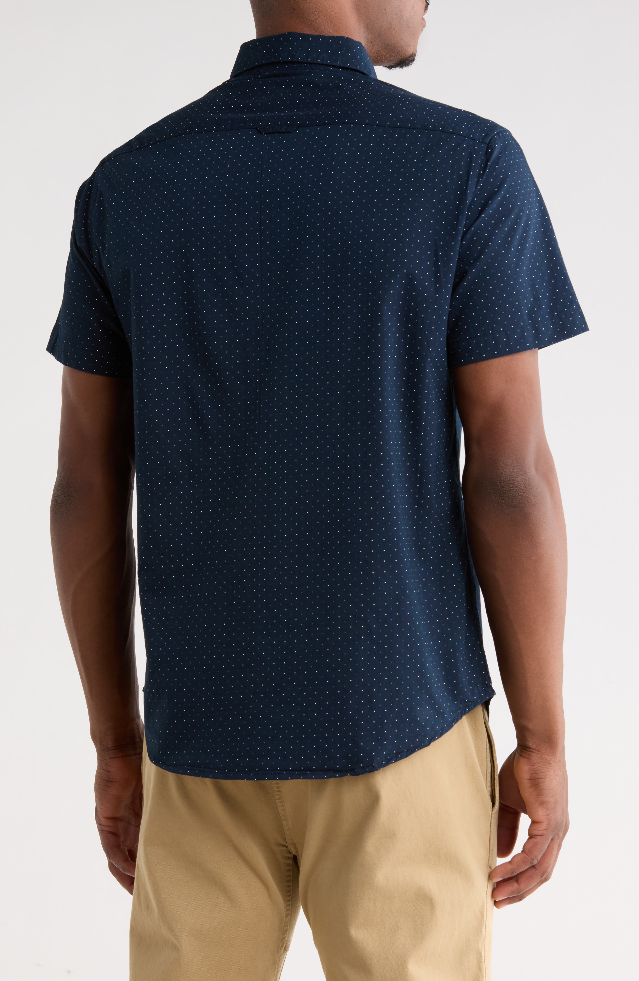 Dot Print Short Sleeve Button-Down Shirt - image 2