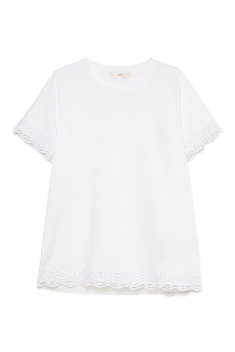 Sebano Scallop Lace Trim T-Shirt, Alternate, color, OPTICAL WHITE