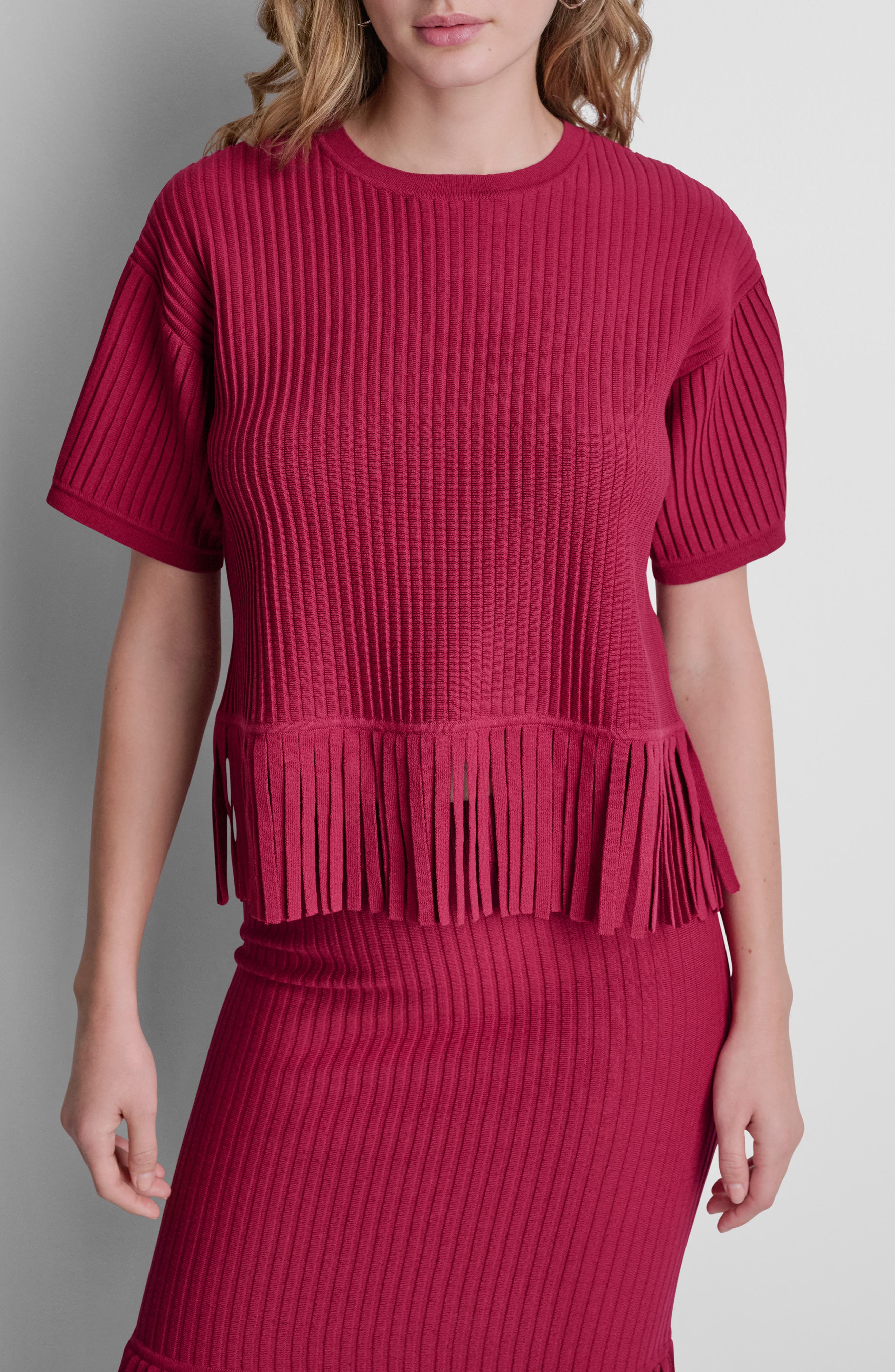 Fringe Short Sleeve Sweater - image 3