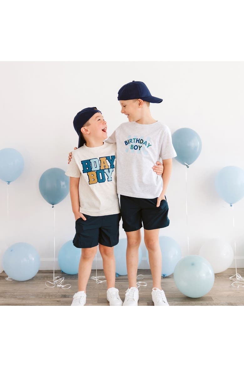 Birthday Boy Checker Short Sleeve T-Shirt, Alternate, color, Ash
