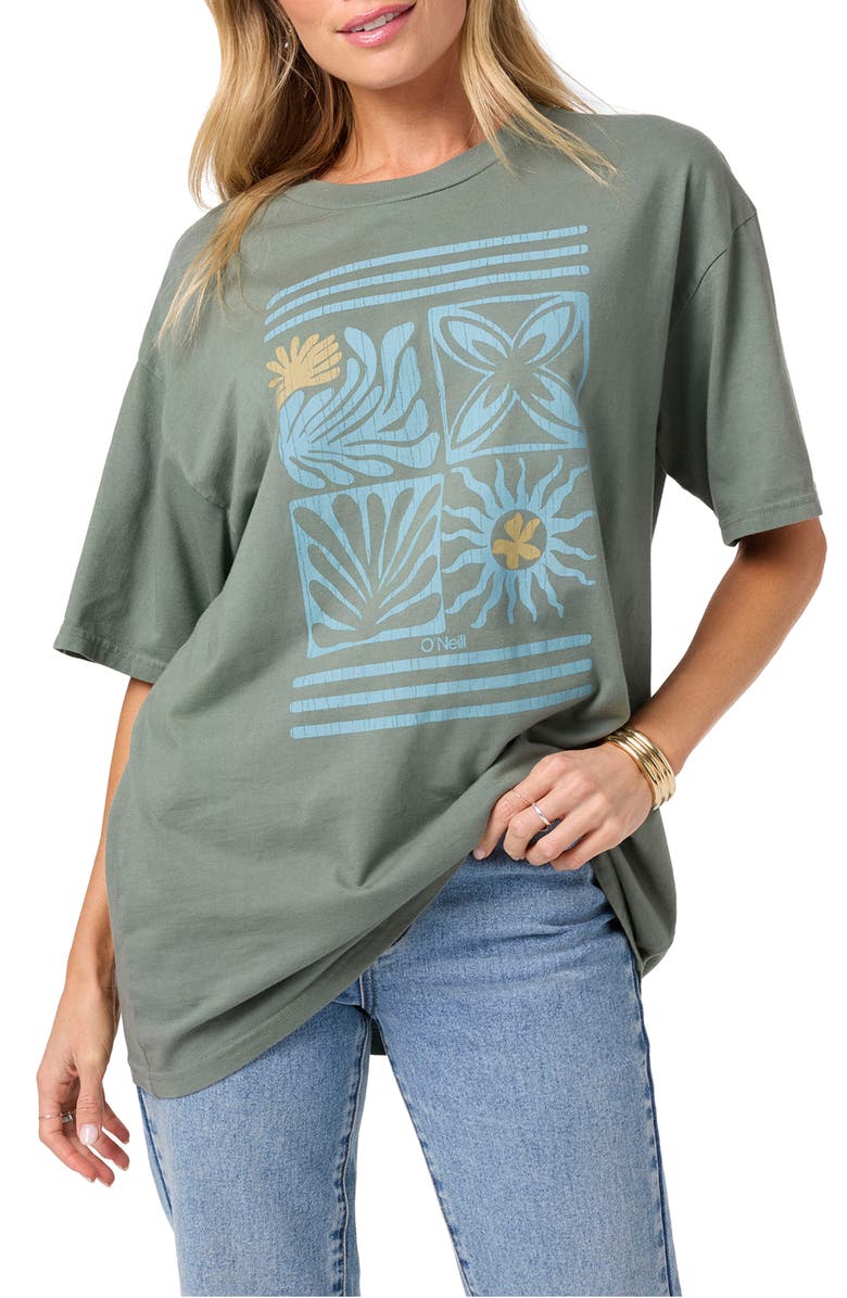 O'Neill OG Elements Oversize Cotton Graphic T-Shirt, Alternate, color, Balsam Green