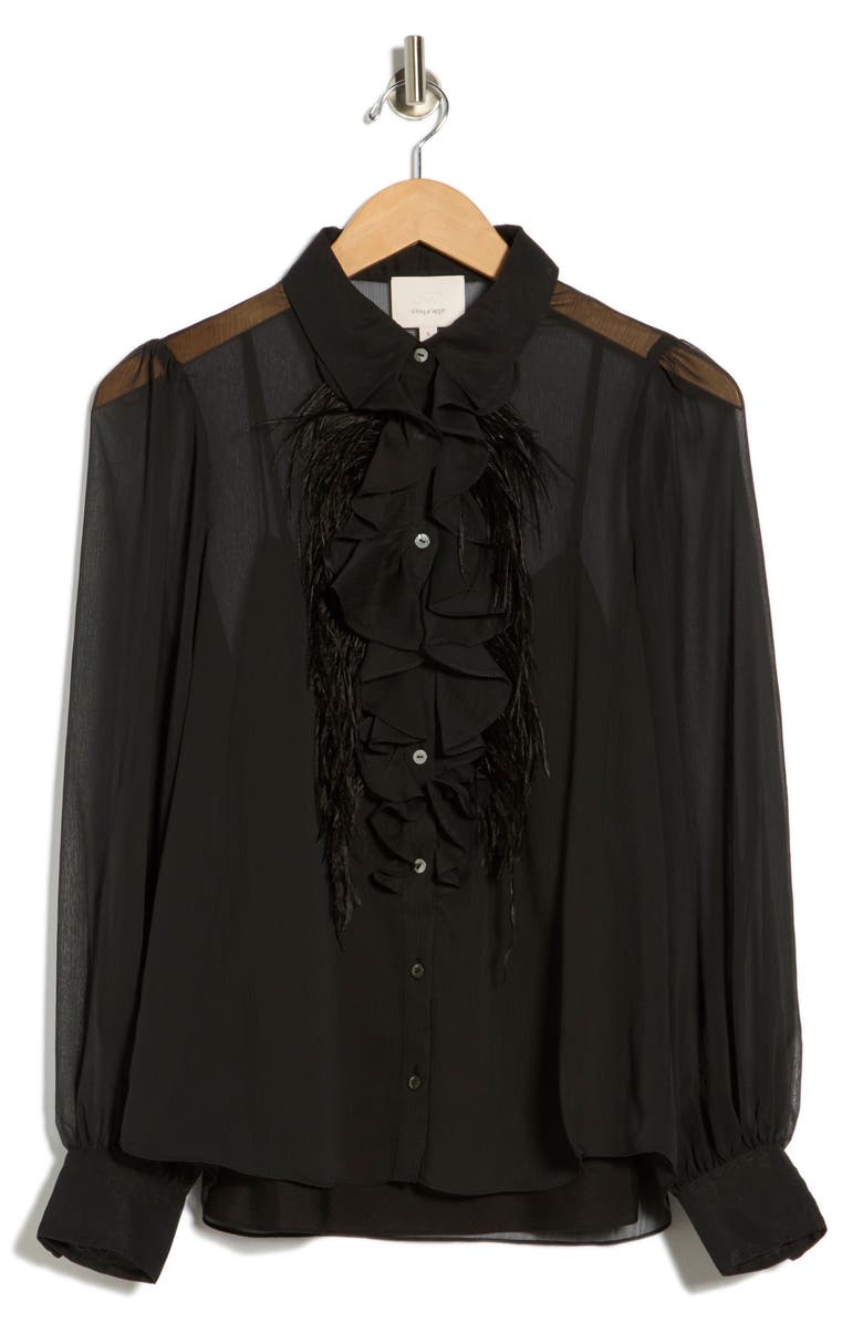 Cinq à Sept Rhonda Ruffle Shirt, Alternate, color, Black