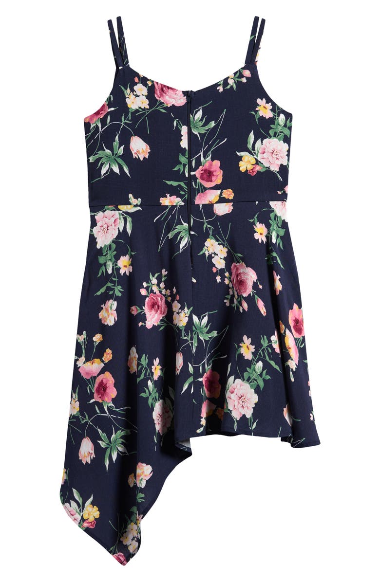 Ava & Yelly Kids' Asymmetric Sleeveless Dress, Alternate, color, Navy