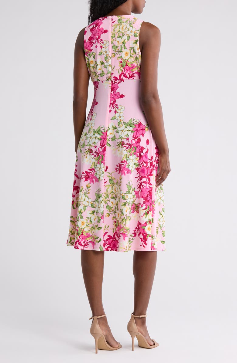 London Times Garden Medley Floral Keyhole Sleeveless Midi Dress, Alternate, color, Pink/ Yellow