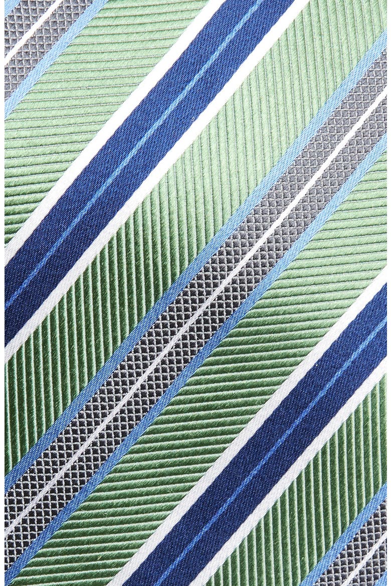 Stripe Silk Tie, Alternate, color, GREEN