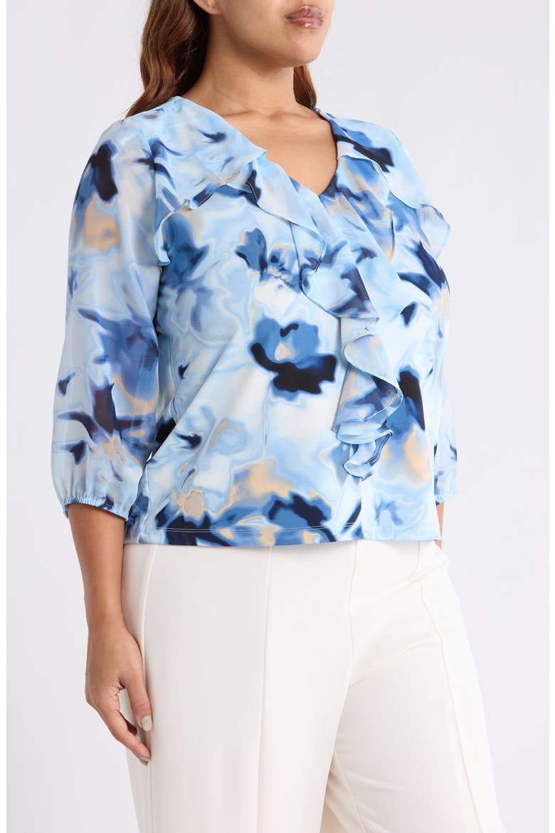 Cascade Ruffle Floral Print Top, Alternate, color, LAKESHORE