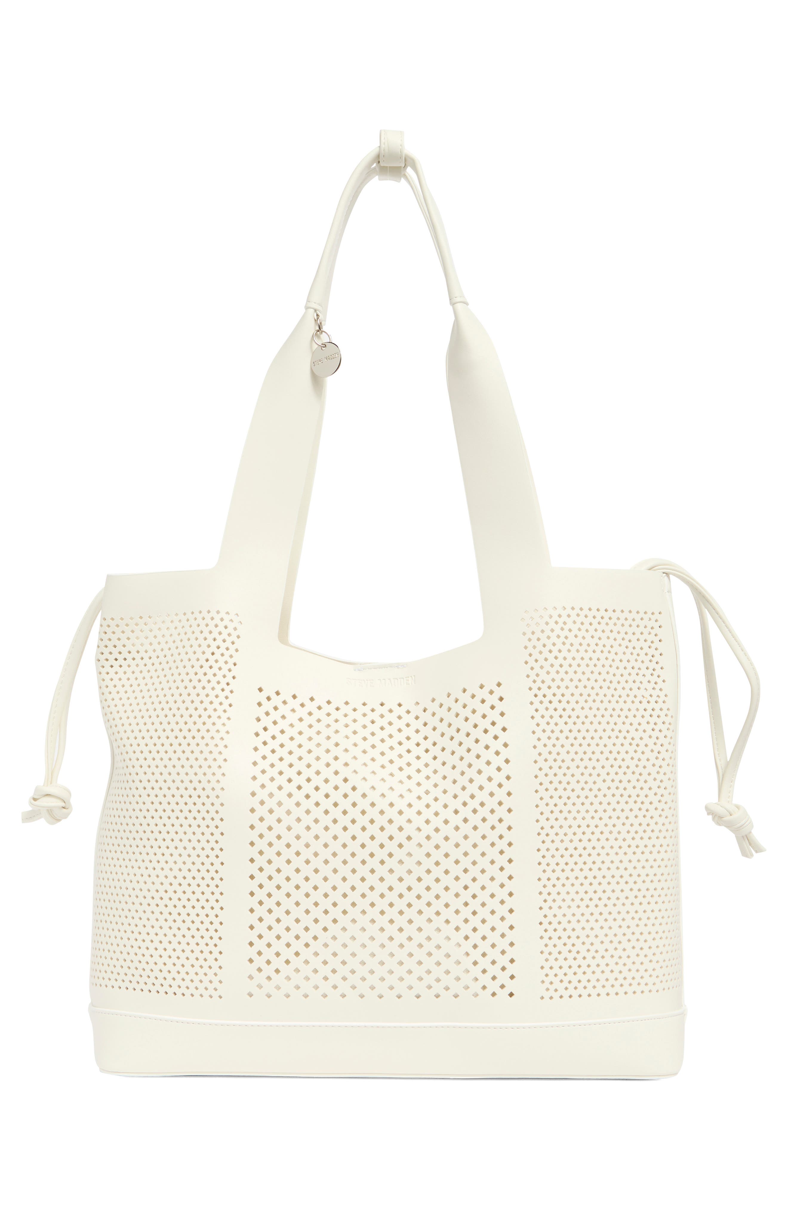Steve Madden Baxis Perforated Tote Bag, Main, color, White