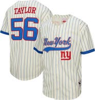 Mitchell & Ness Men's Mitchell & Ness Lawrence Taylor Cream New York Giants Name & Number Mesh Button-Up Baseball Jersey