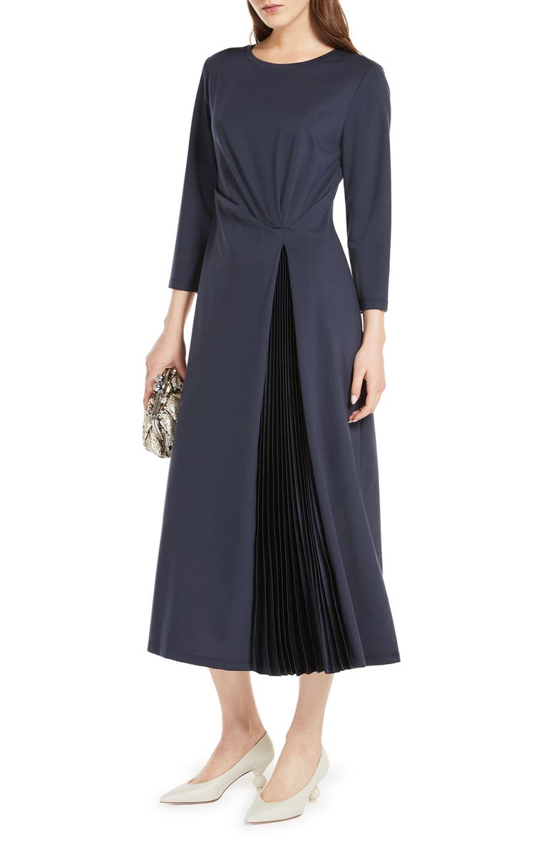Weekend Max Mara Gessy Pleated Jersey Fit & Flare Midi Dress, Alternate, color, 