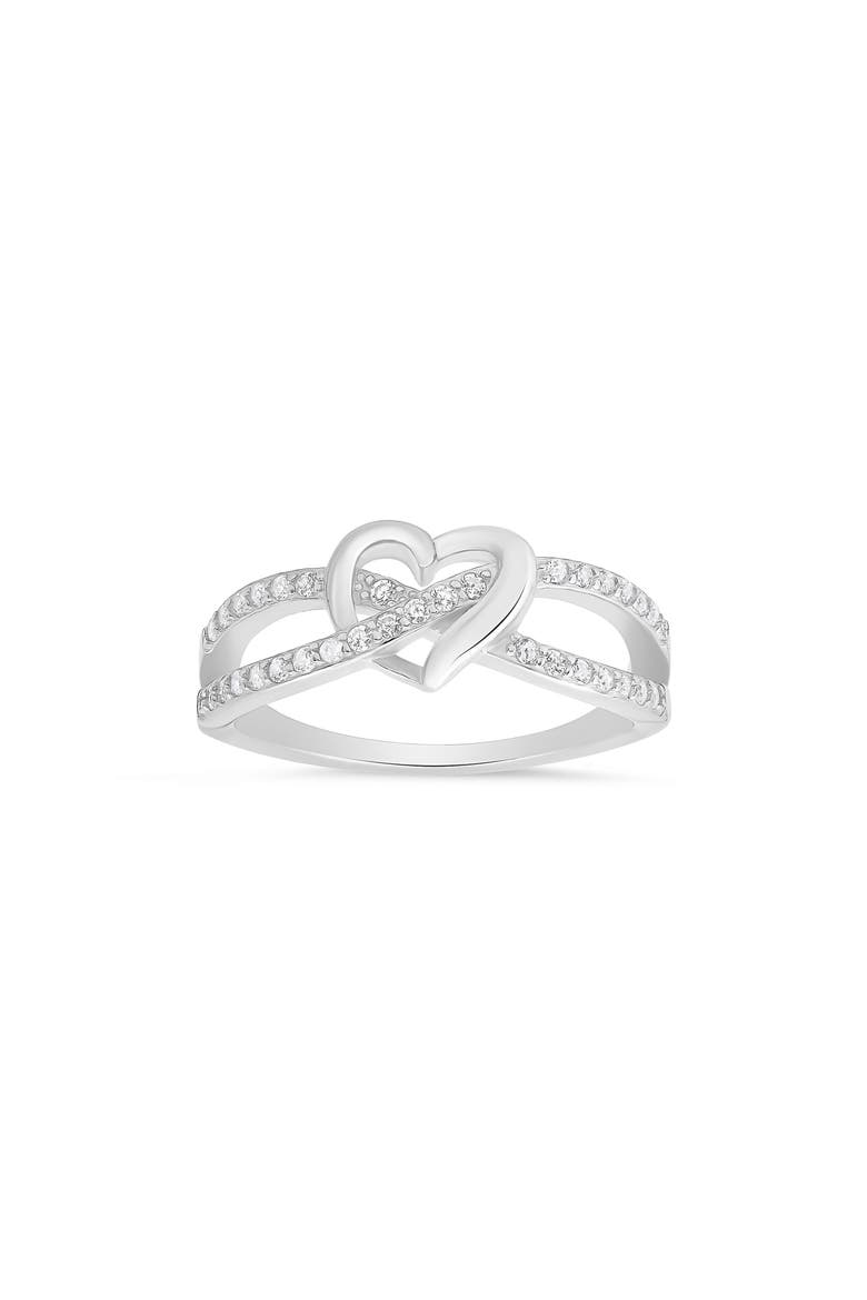 Sterling Silver Heart Cubic Zirconia Ring, Main, color, SILVER