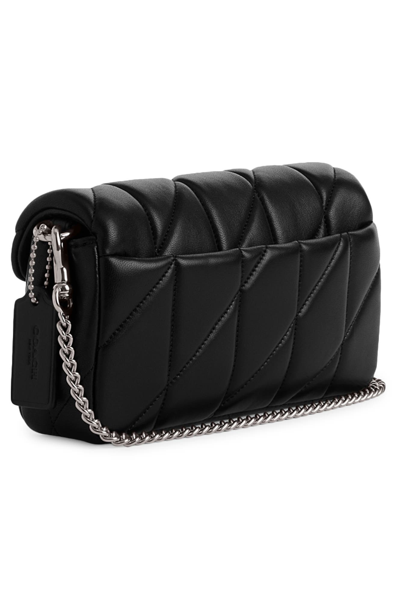 COACH Tabby Pillow Quilted Leather Crossbody Wristlet, Alternate, color, Black