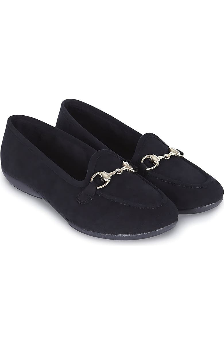 Menina Step Royal Suede Buckle Slipper, Alternate, color, Black