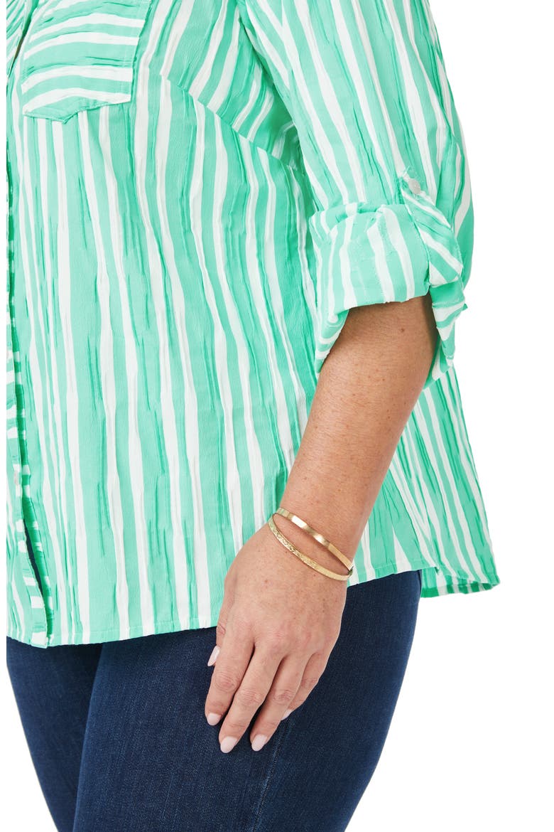 Hampton Beach Stripe Non-Iron Shirt, Alternate, color, SEA MIST