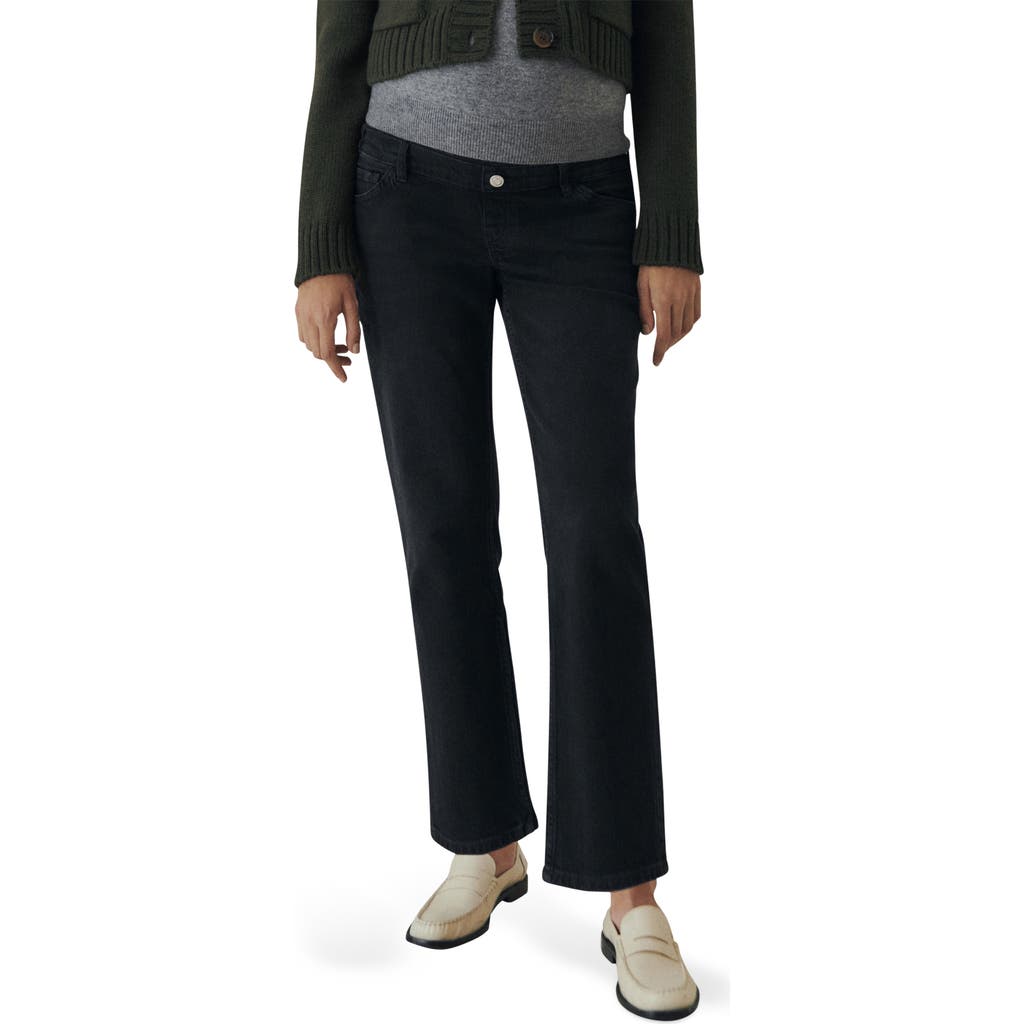 Shop Mango Over The Bump Maternity Flare Leg Jeans In Black Denim