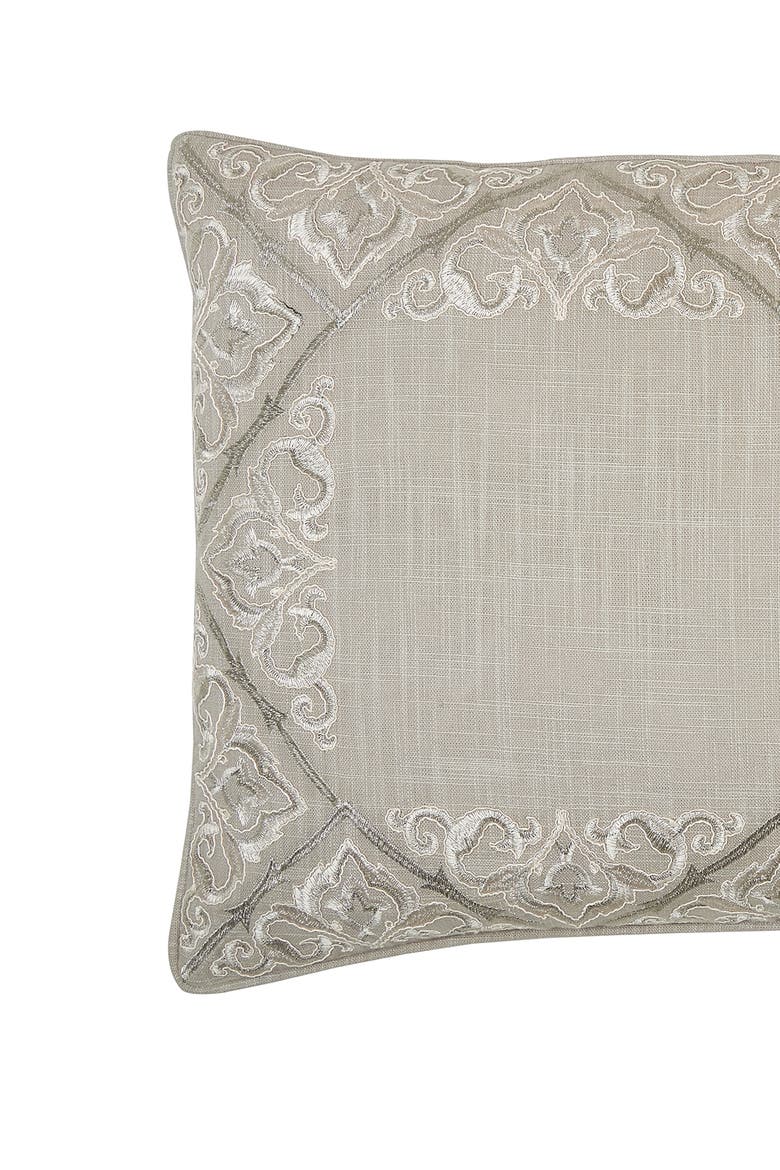 Rhea Floral Solid Gray Cotton Decor Throw Pillow, 14" x 22", Alternate, color, Gray