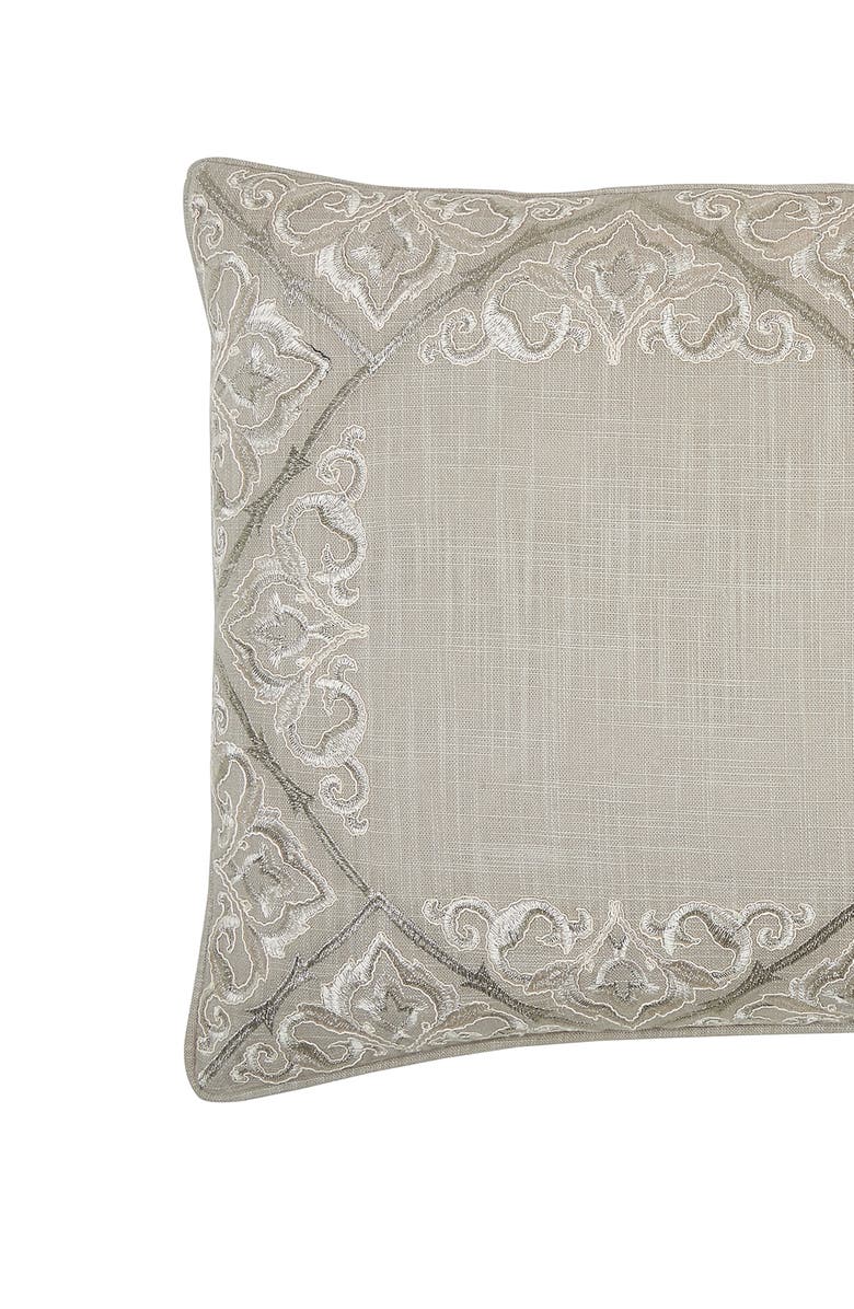 ELISABETH YORK Rhea Floral Solid Gray Cotton Decor Throw Pillow, 14" x 22", Alternate, color, Gray