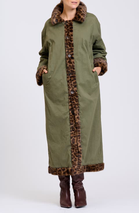 Reversible Oversized Faux Fur Long Coat