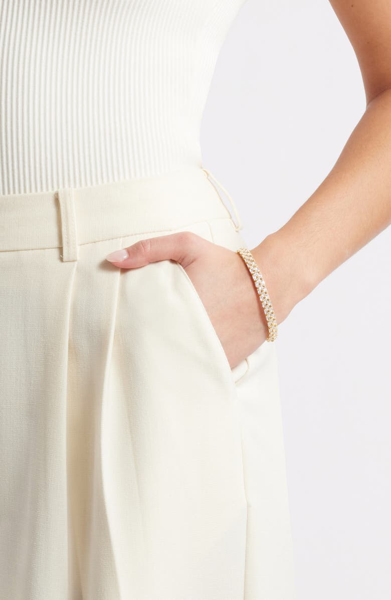 Nordstrom Cubic Zirconia Baguette Stretch Bracelet, Alternate, color, Clear- Gold