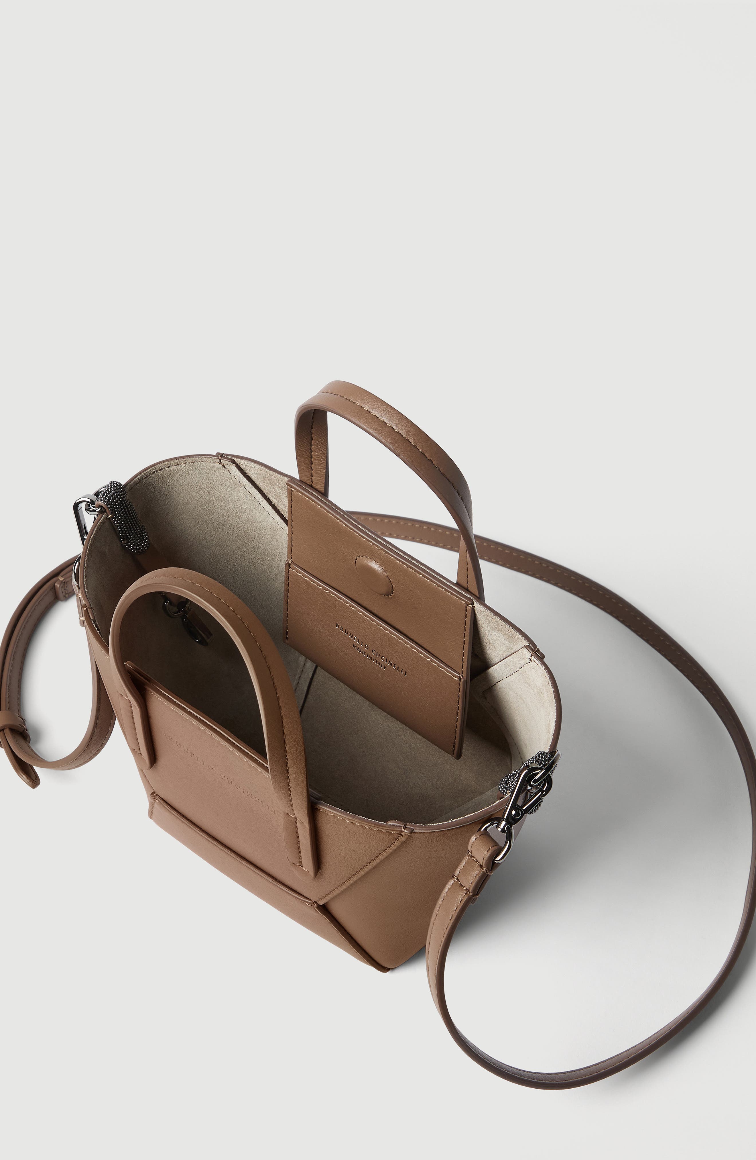 BC Duo mini bag in calfskin with monili, Alternate, color, Espresso