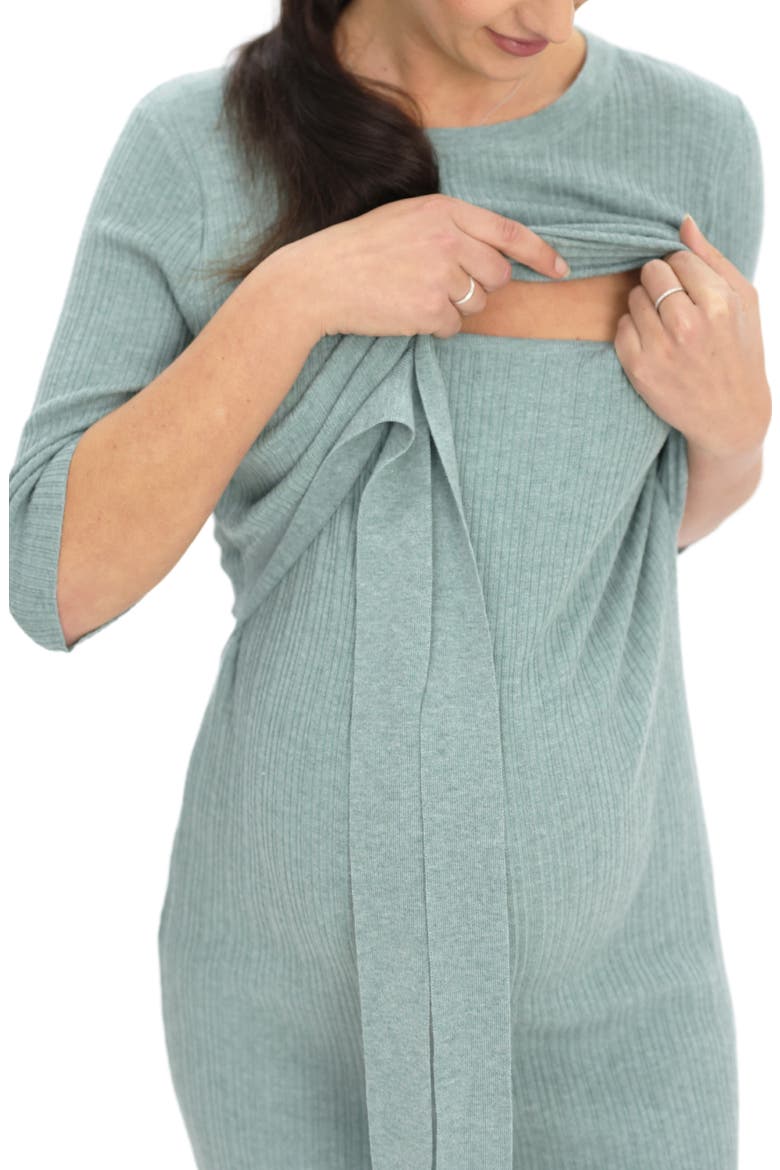 Knit Midi Maternity/Nursing Dress, Alternate, color, GREEN