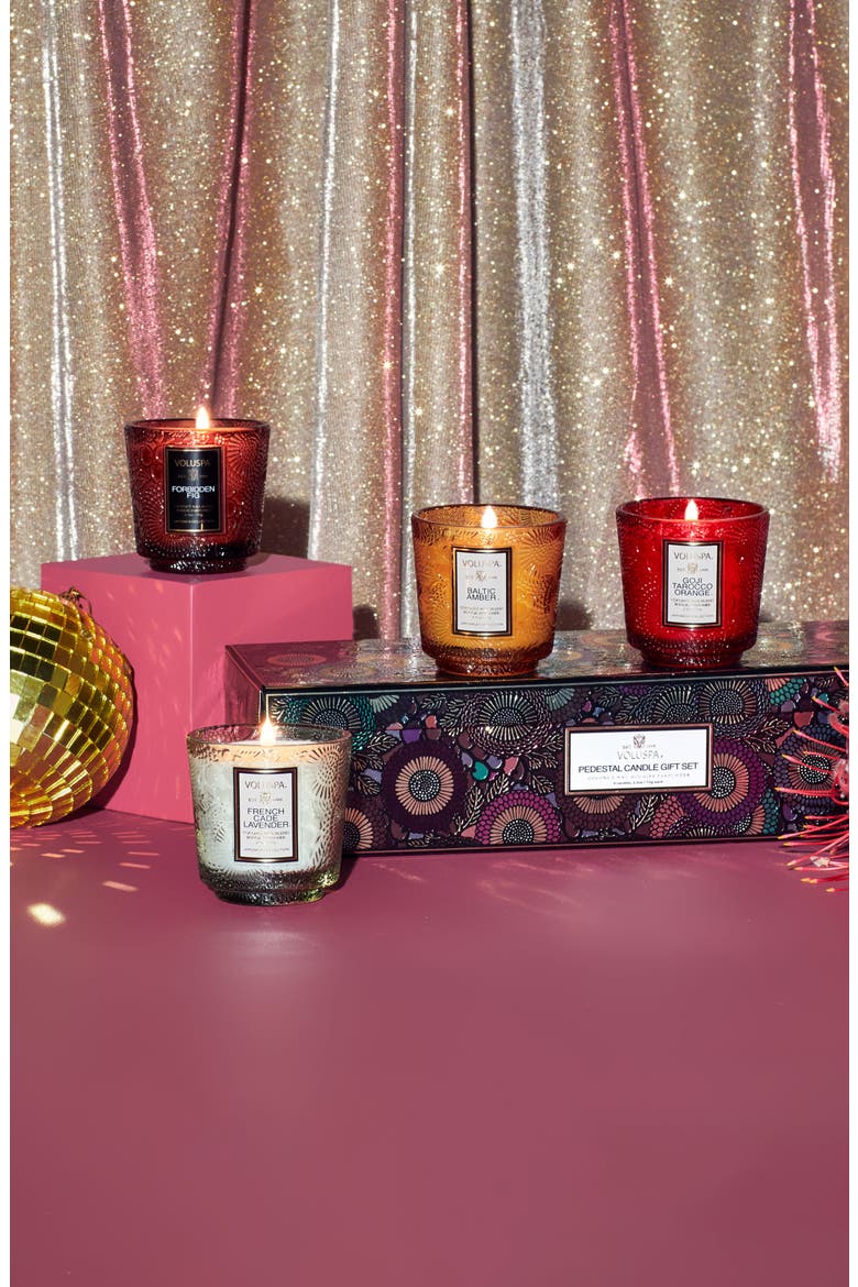 Japonica Set of 4 Mini Pedestal Candles, Alternate, color, PEDESTAL 4 SET