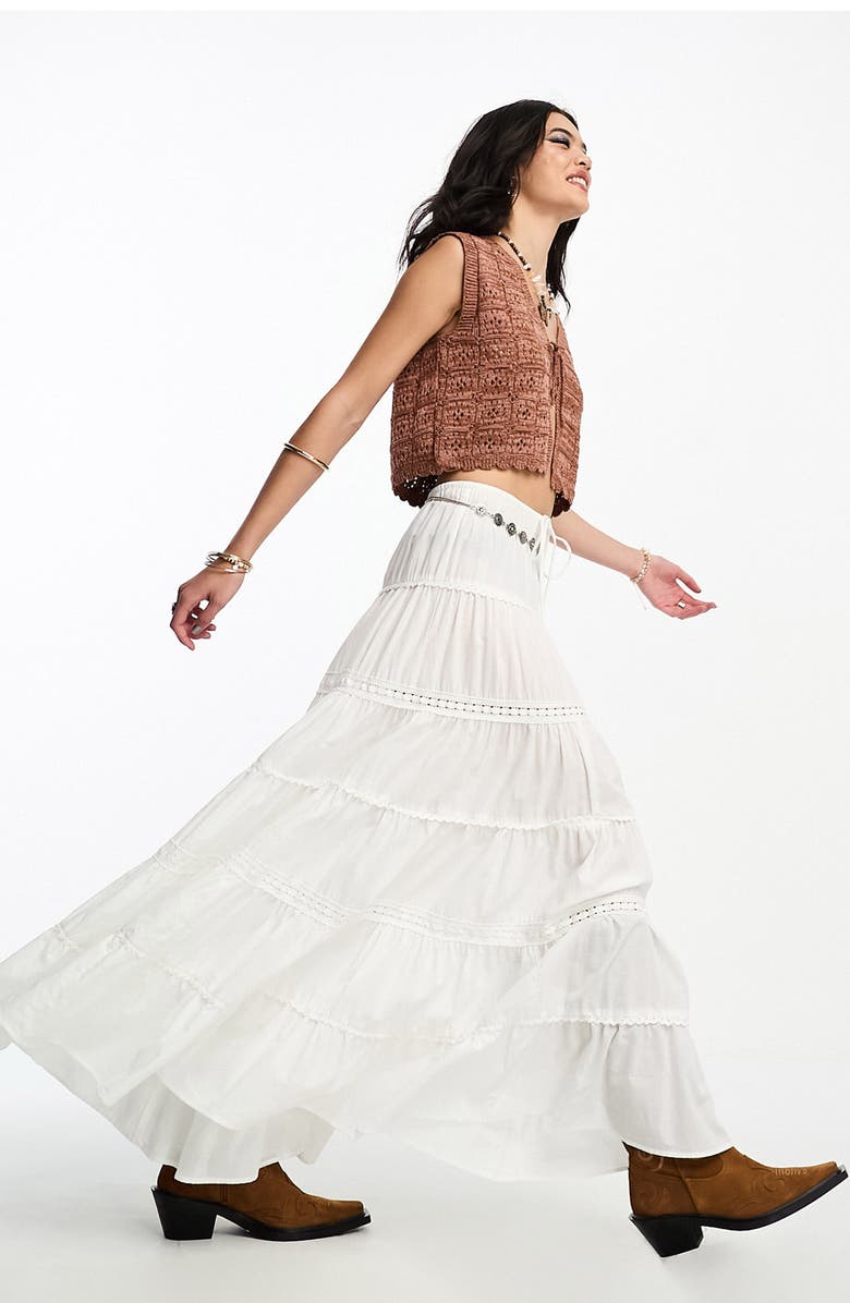 ASOS DESIGN Tiered Cotton Prairie Maxi Skirt, Alternate, color, 