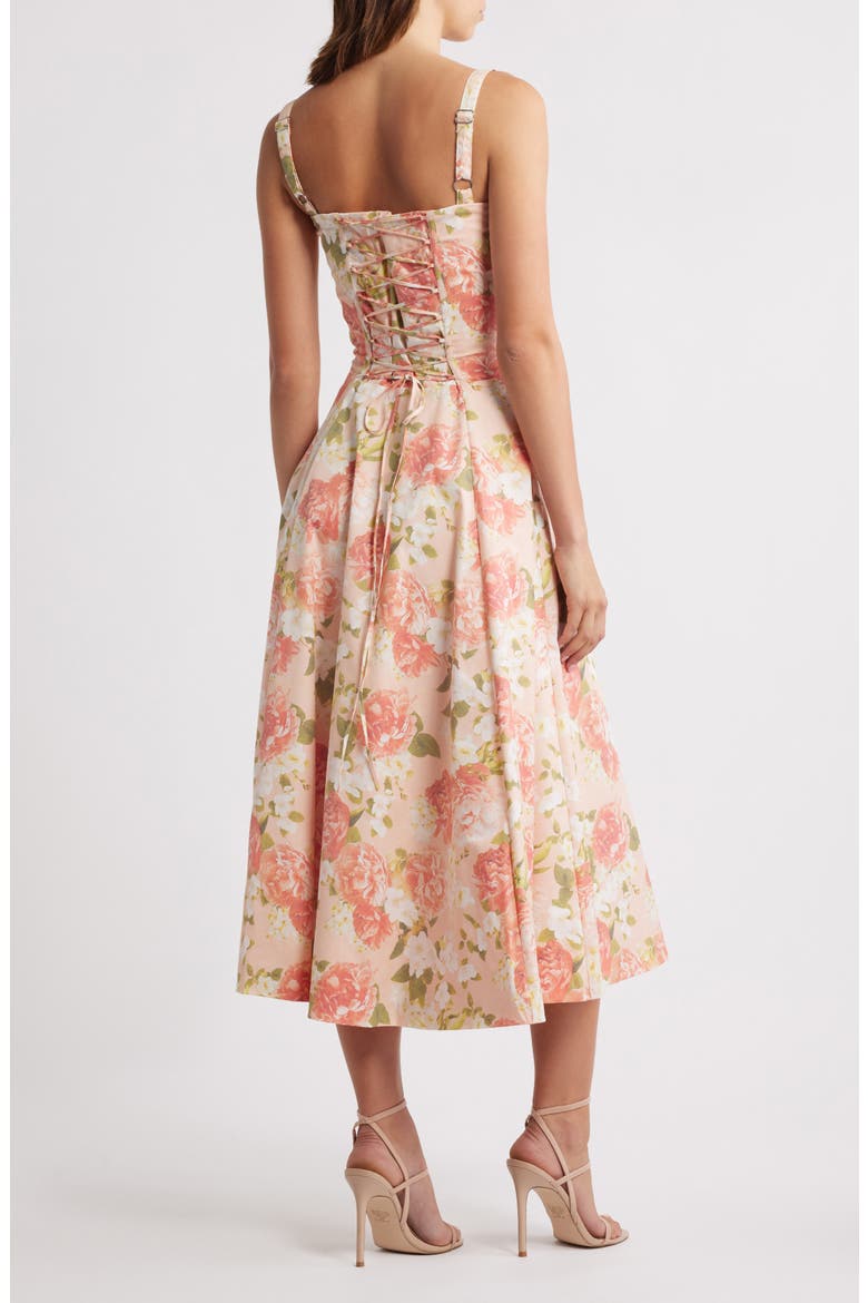Carmen Bustier Sundress, Alternate, color, PINK PEONY PRINT 2