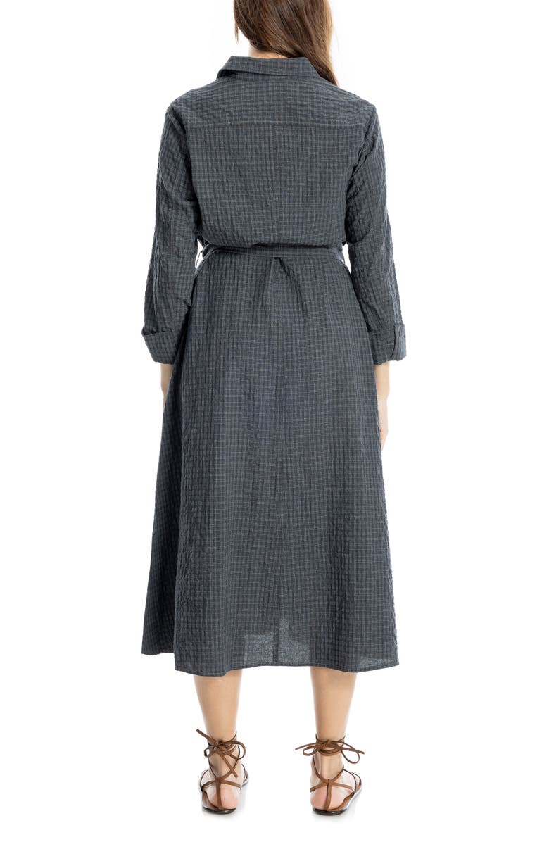 MAX STUDIO Plaid Midi Shirtdress, Alternate, color, Black/ White Check