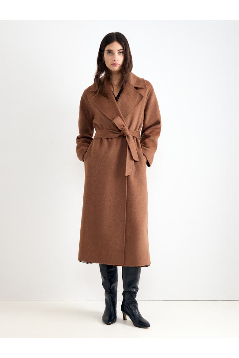 Darcy Double Face Belted Wrap Coat, Main, color, Brown