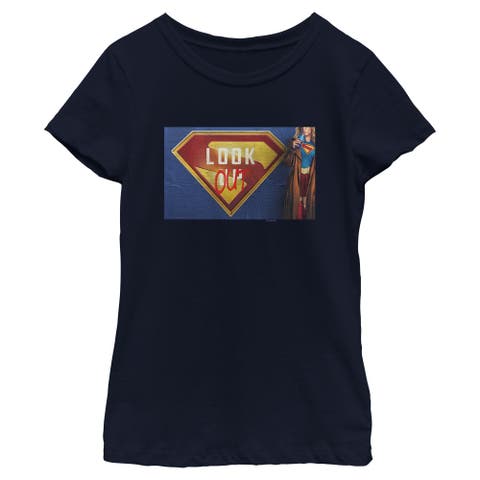 Girl's Supergirl Look Out Graffiti Poster  Graphic T-Shirt