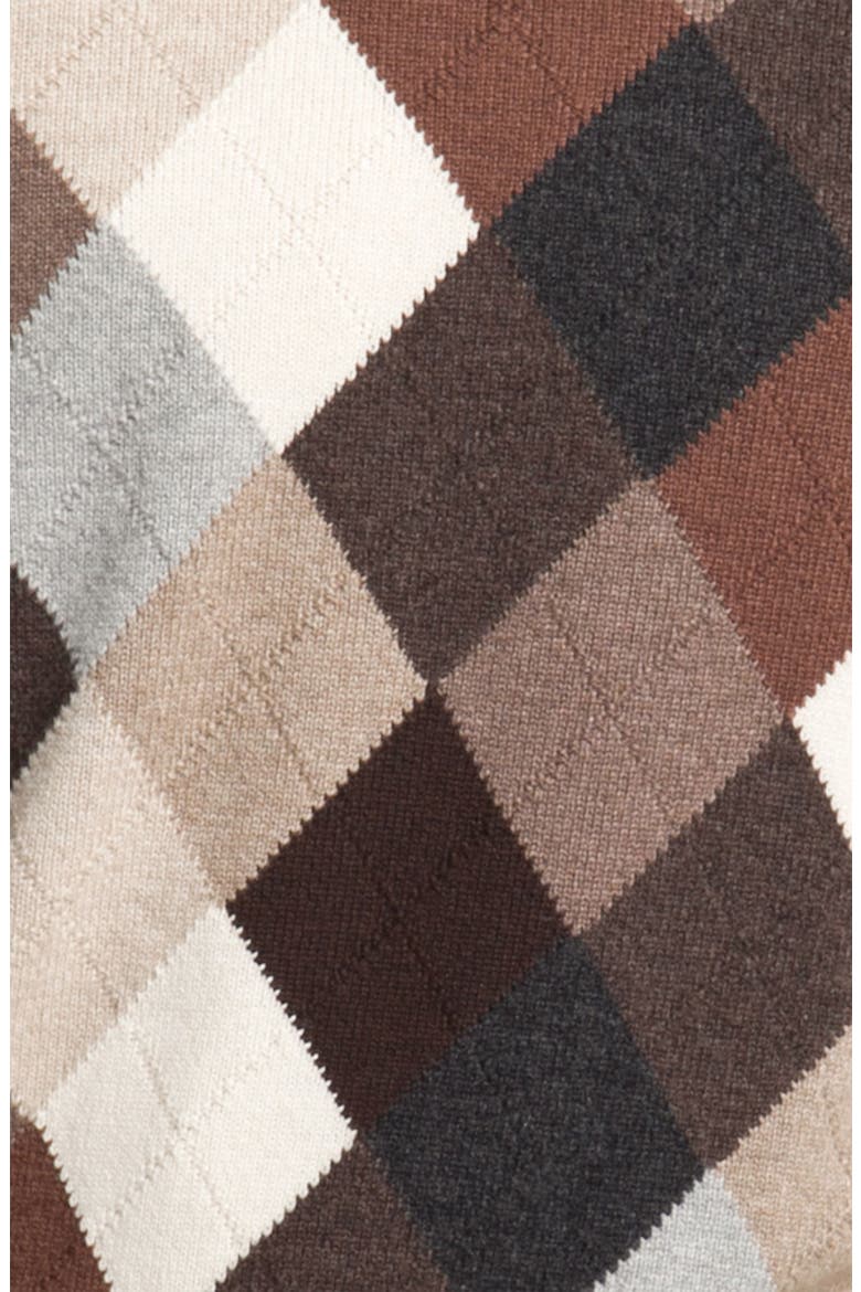 MacAlan Diamond Front Cashmere Sweater, Alternate, color, BROWN MULTI