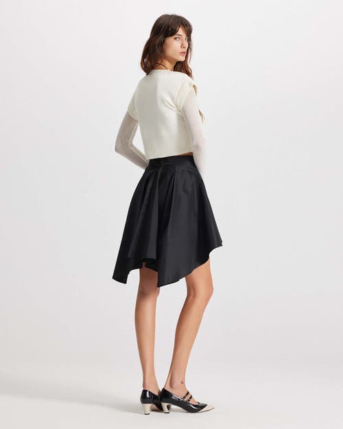 Theo The Label Theia Taffeta Hi-low Skirt In Black