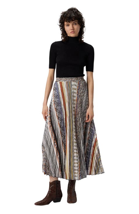 Pleated Midi Skirt In Knit